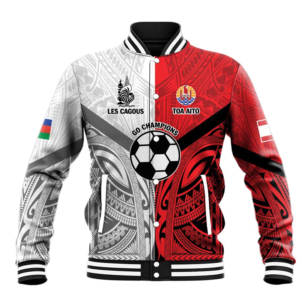 New Caledonia-Tahiti Football Custom Baseball Jacket Together Go Champions LT9 Unisex Art - Polynesian Pride