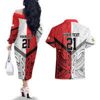 New Caledonia-Tahiti Football Custom Couples Matching Off The Shoulder Long Sleeve Dress and Hawaiian Shirt Together Go Champions