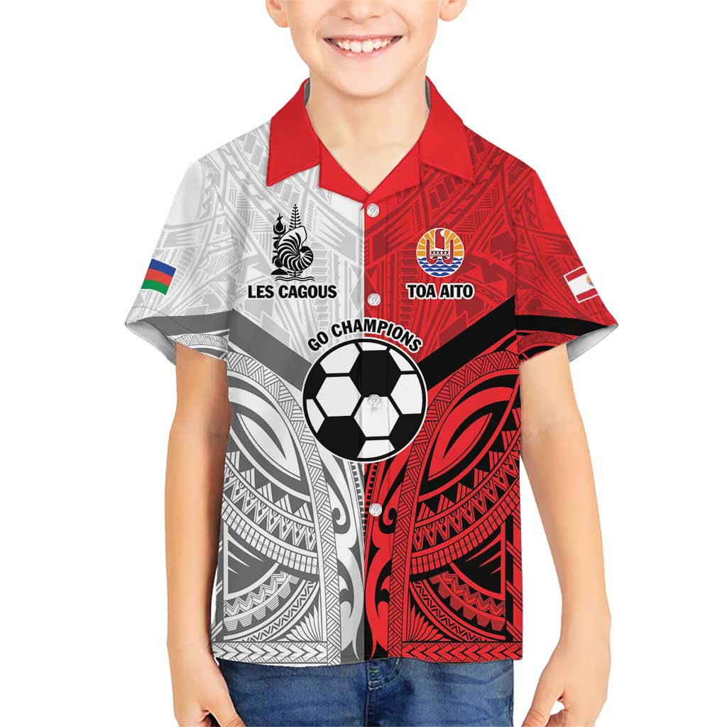 New Caledonia-Tahiti Football Custom Kid Hawaiian Shirt Together Go Champions LT9 Kid Art - Polynesian Pride