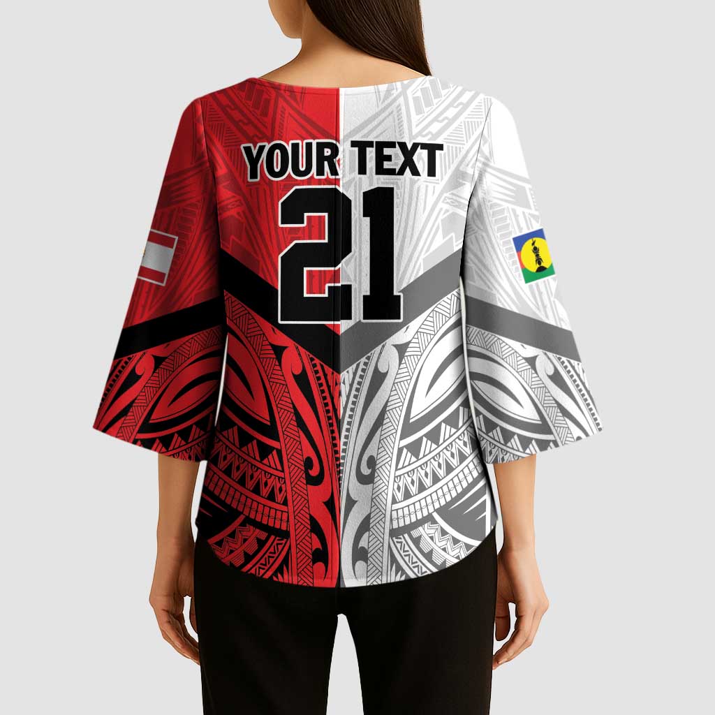 New Caledonia-Tahiti Football Custom Kimono Sleeve Blouse Together Go Champions - Polynesian Pride