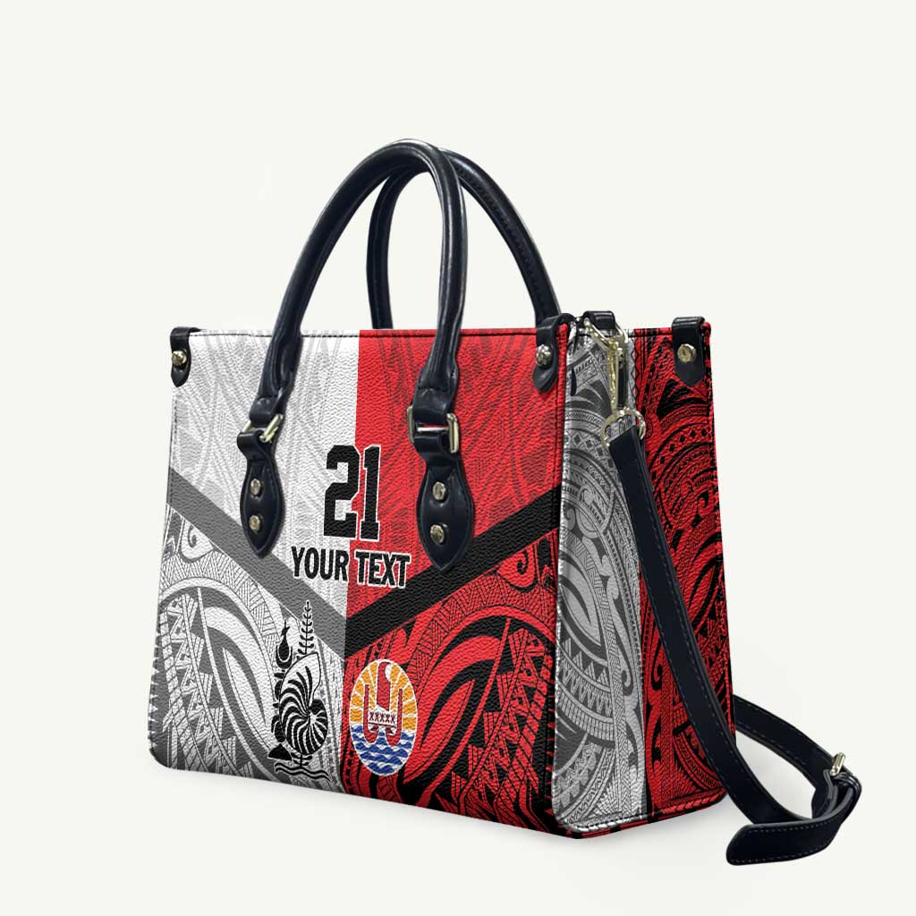 New Caledonia-Tahiti Football Custom Leather Bag Together Go Champions LT9 Art - Polynesian Pride