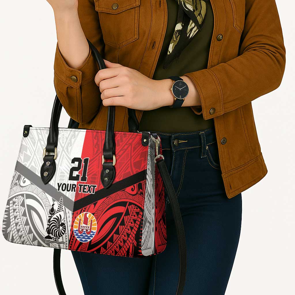 New Caledonia-Tahiti Football Custom Leather Bag Together Go Champions - Polynesian Pride