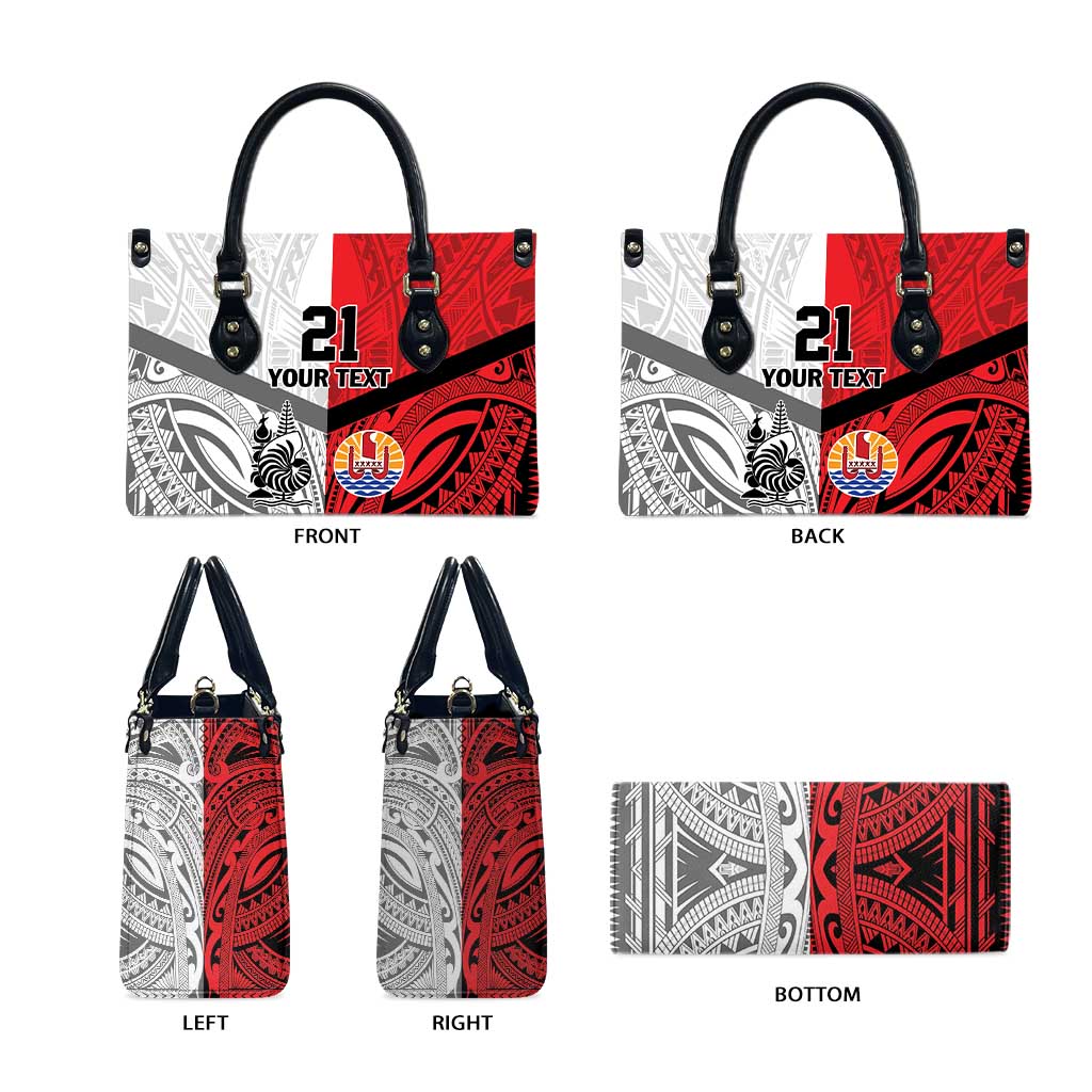 New Caledonia-Tahiti Football Custom Leather Bag Together Go Champions - Polynesian Pride