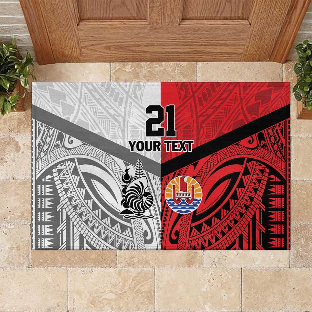 New Caledonia-Tahiti Football Custom Rubber Doormat Together Go Champions LT9 Art - Polynesian Pride