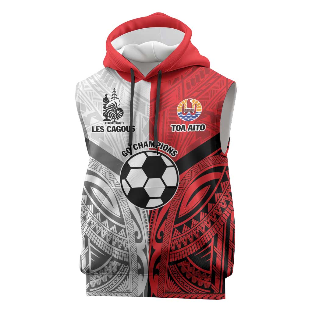 New Caledonia-Tahiti Football Custom Sleeveless Hoodie Together Go Champions - Polynesian Pride