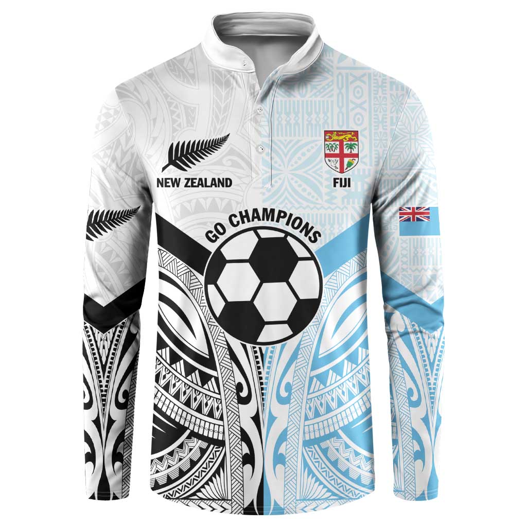 New Zealand-Fiji Football Custom Button Sweatshirt Together Go Champions LT9 Art - Polynesian Pride