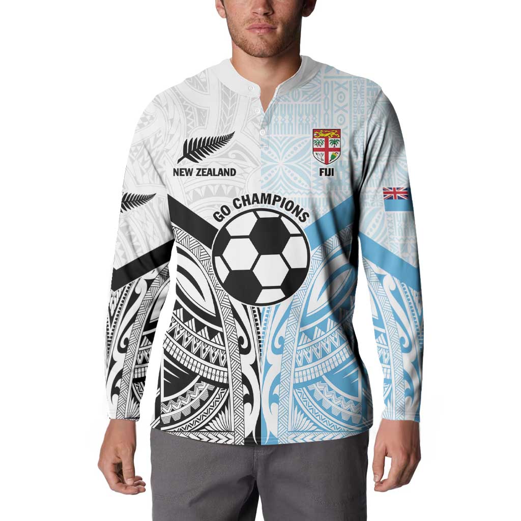 New Zealand-Fiji Football Custom Button Sweatshirt Together Go Champions LT9 - Polynesian Pride
