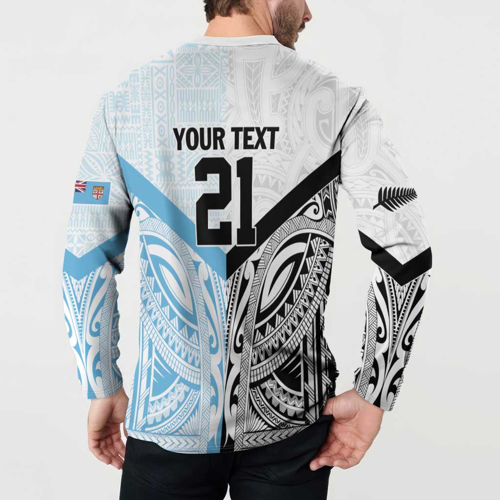 New Zealand-Fiji Football Custom Button Sweatshirt Together Go Champions LT9 - Polynesian Pride