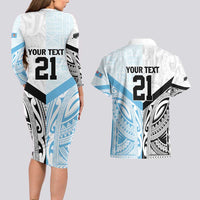 New Zealand-Fiji Football Custom Couples Matching Long Sleeve Bodycon Dress and Hawaiian Shirt Together Go Champions