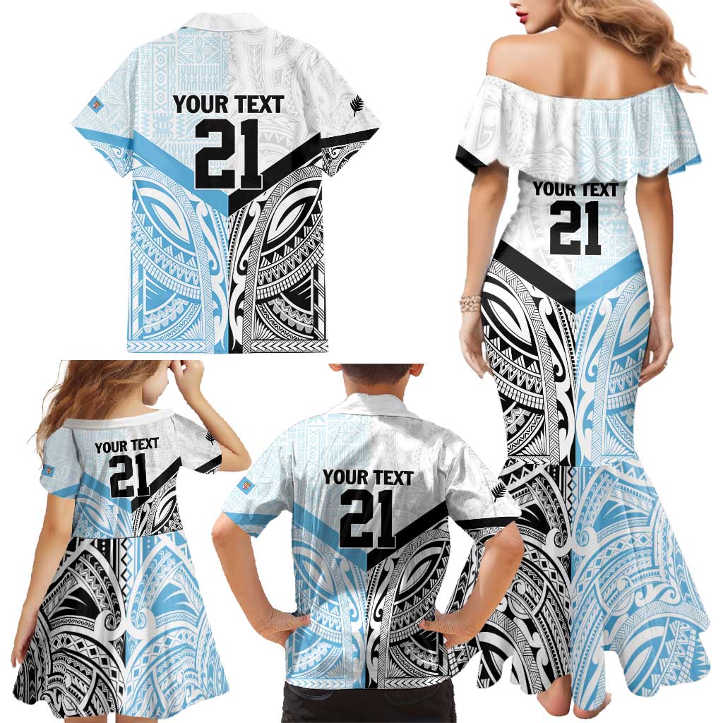 New Zealand-Fiji Football Custom Family Matching Mermaid Dress and Hawaiian Shirt Together Go Champions