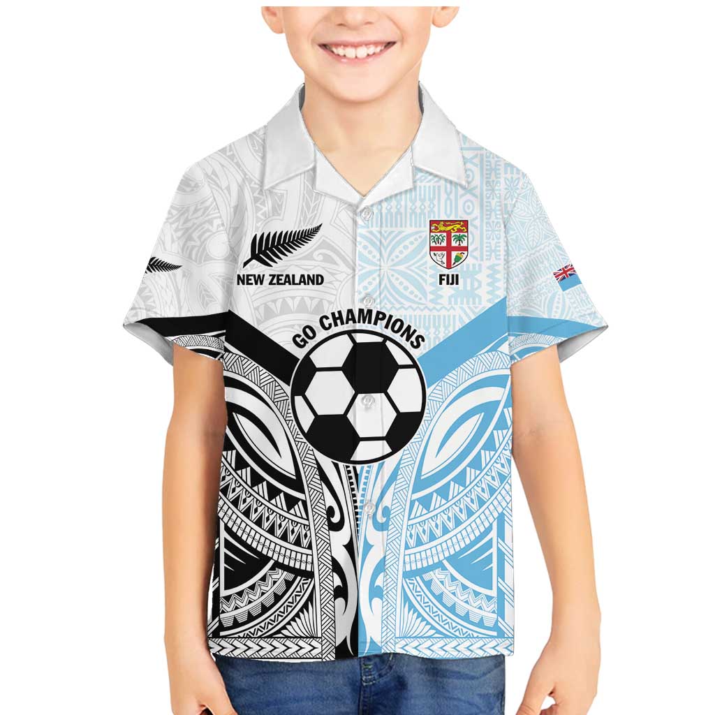New Zealand-Fiji Football Custom Family Matching Mermaid Dress and Hawaiian Shirt Together Go Champions