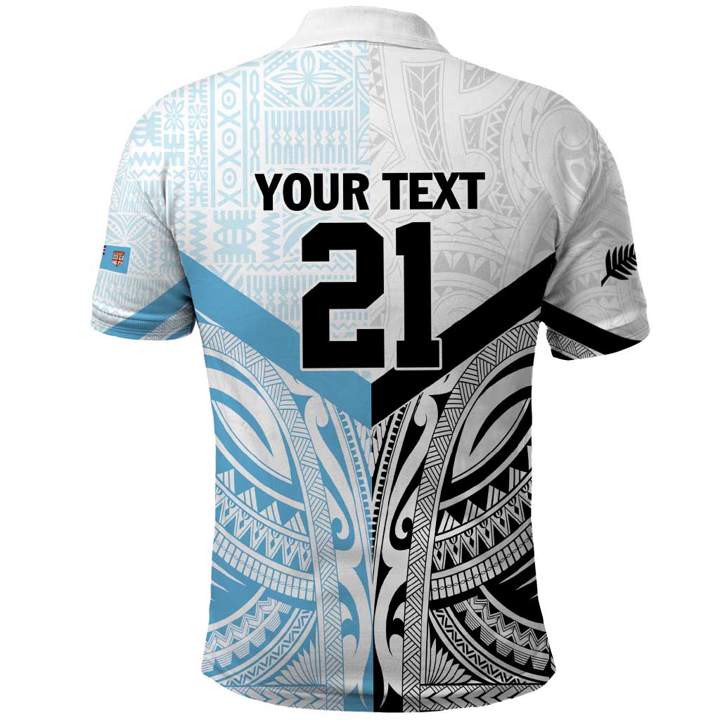 New Zealand-Fiji Football Custom Polo Shirt Together Go Champions