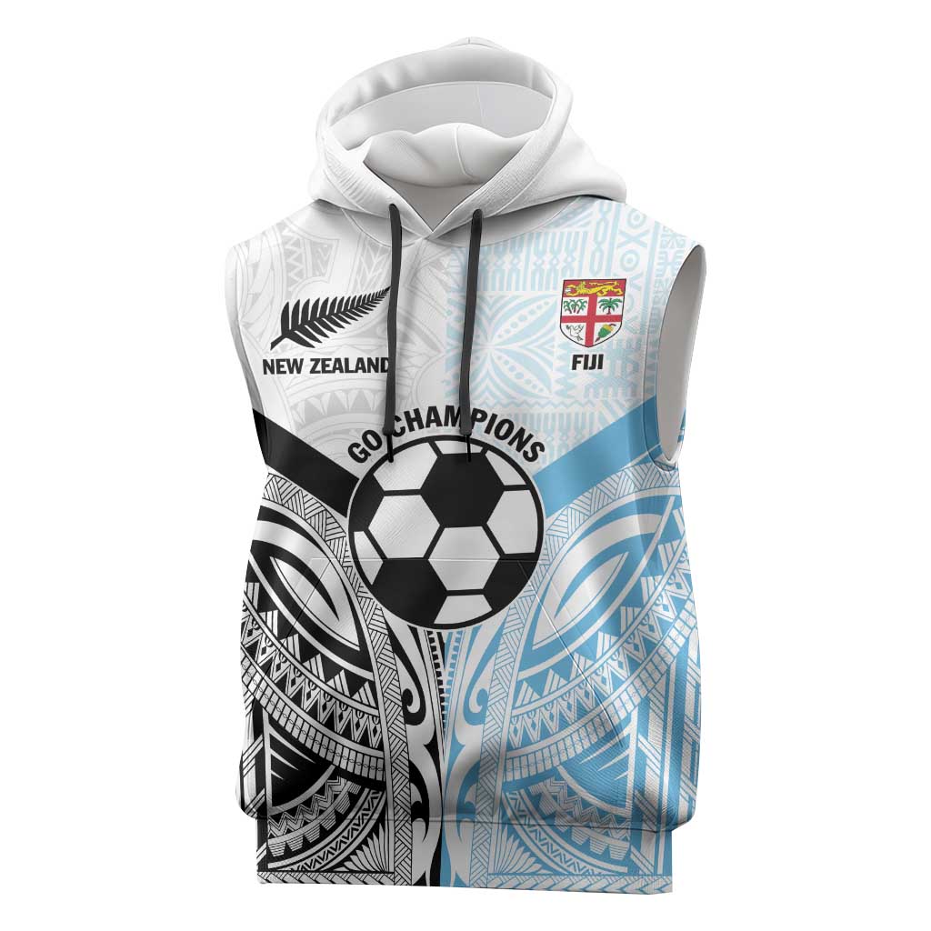 New Zealand-Fiji Football Custom Sleeveless Hoodie Together Go Champions - Polynesian Pride