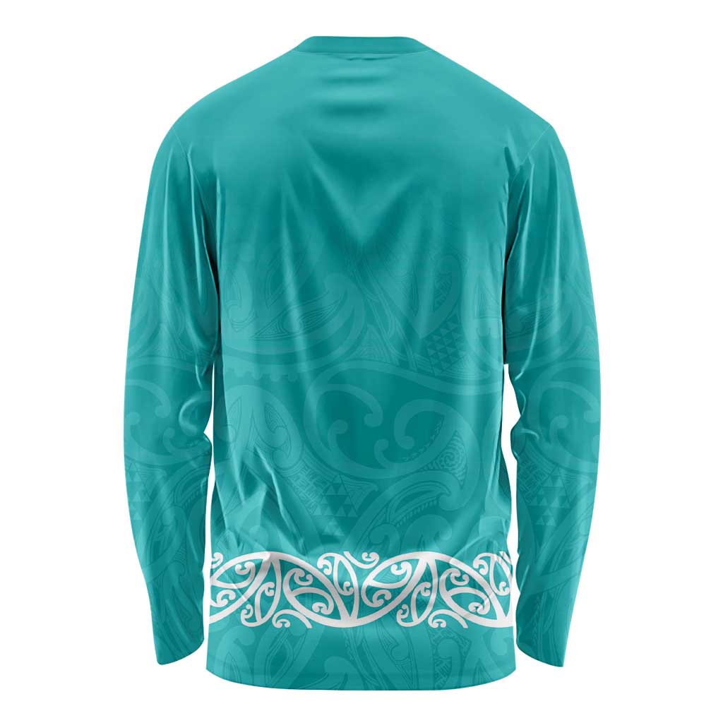 New Zealand Nurses Week Long Sleeve Shirt Maori Kowhaiwhai Cyan Tribal