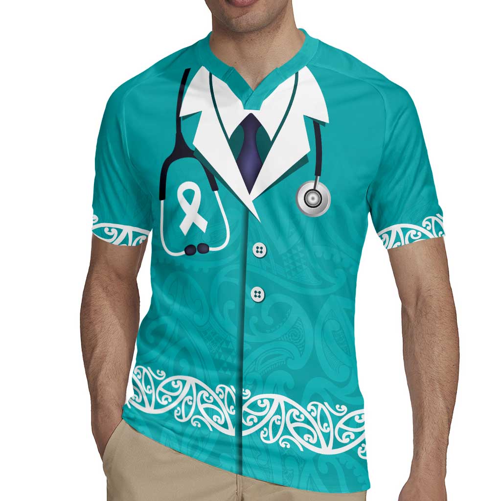 New Zealand Nurses Week Rugby Jersey Maori Kowhaiwhai Cyan Tribal