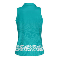 New Zealand Nurses Week Women Sleeveless Polo Shirt Maori Kowhaiwhai Cyan Tribal