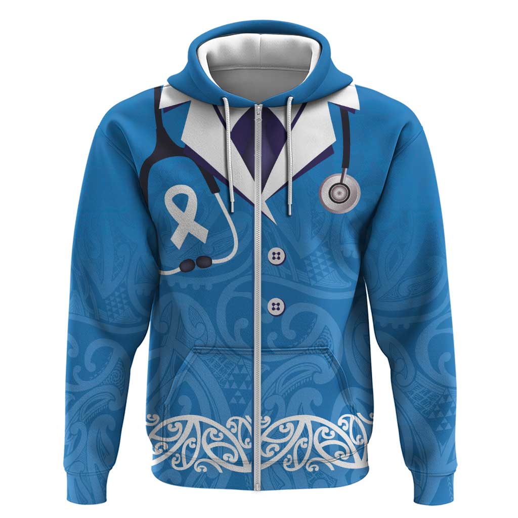 New Zealand Nurses Week Hoodie Maori Kowhaiwhai Blue Tribal