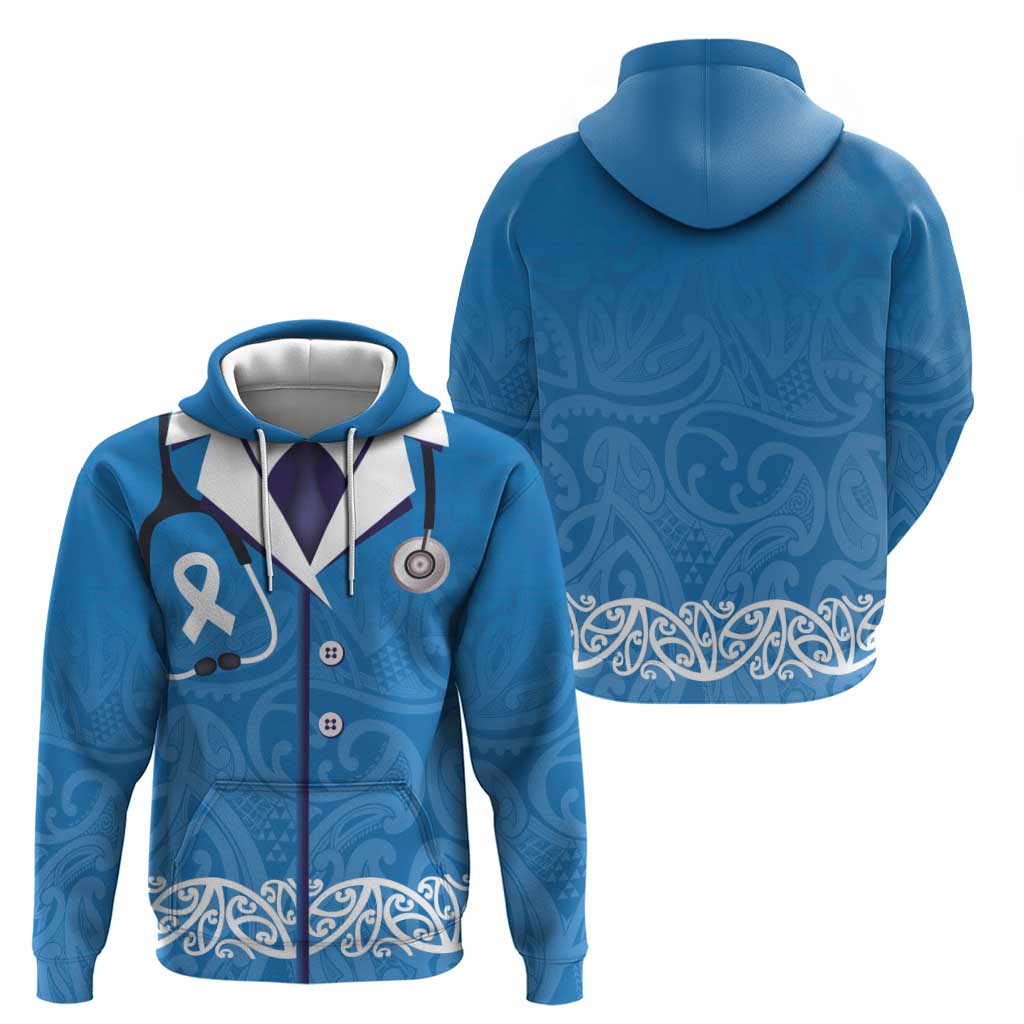 New Zealand Nurses Week Hoodie Maori Kowhaiwhai Blue Tribal