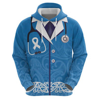 New Zealand Nurses Week Hoodie Maori Kowhaiwhai Blue Tribal