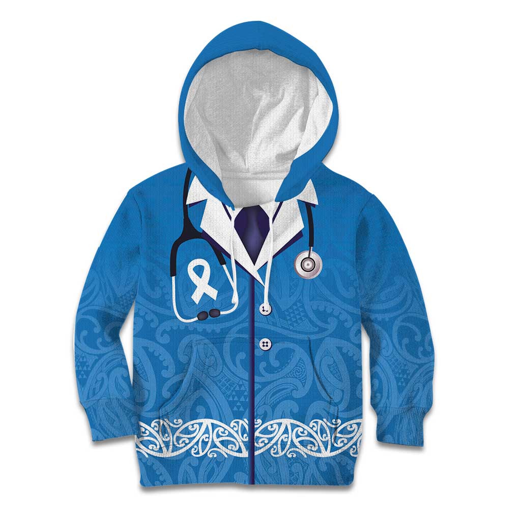 New Zealand Nurses Week Kid Hoodie Maori Kowhaiwhai Blue Tribal