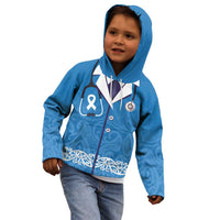 New Zealand Nurses Week Kid Hoodie Maori Kowhaiwhai Blue Tribal