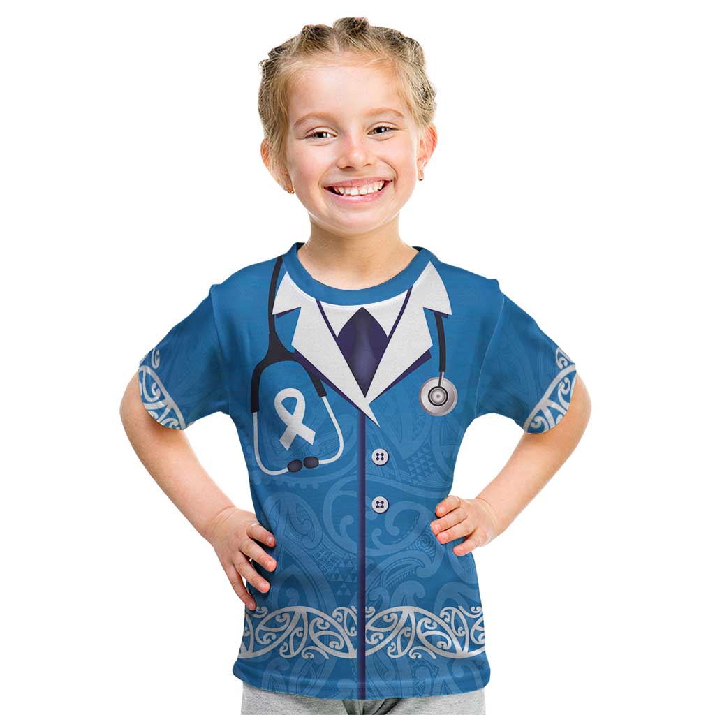 New Zealand Nurses Week Kid T Shirt Maori Kowhaiwhai Blue Tribal