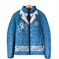 New Zealand Nurses Week Padded Jacket Maori Kowhaiwhai Blue Tribal LT9 - Polynesian Pride