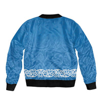 New Zealand Nurses Week Sleeve Zip Bomber Jacket Maori Kowhaiwhai Blue Tribal LT9 - Polynesian Pride