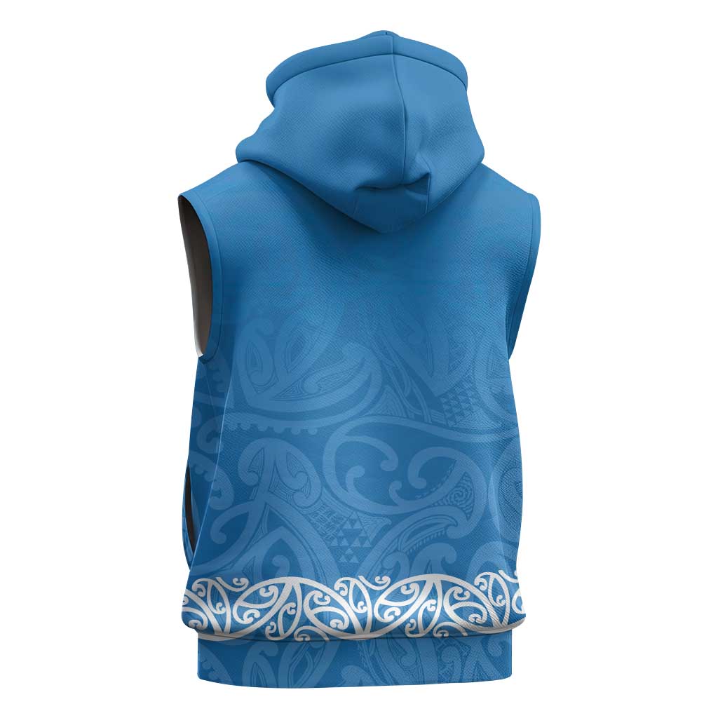 New Zealand Nurses Week Sleeveless Hoodie Maori Kowhaiwhai Blue Tribal