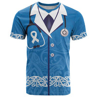New Zealand Nurses Week T Shirt Maori Kowhaiwhai Blue Tribal