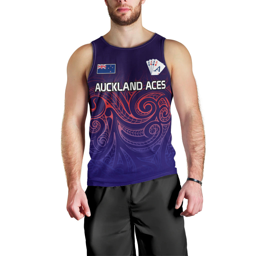 (Custom Text And Number) New Zealand Auckland Cricket Men Tank Top Maori Traditional Ethnic Style LT9 - Polynesian Pride