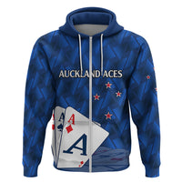 (Custom Text and Number) New Zealand Cricket Hoodie Auckland Aces Sporty Style LT9 Zip Hoodie Blue - Polynesian Pride