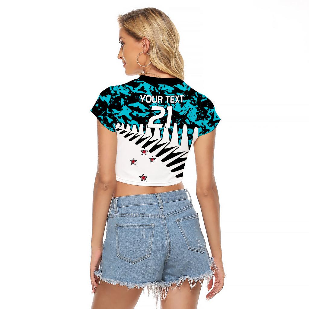 (Custom Text And Number) New Zealand Cricket Raglan Cropped T Shirt Black Cap Sporty Style No2 LT9 - Polynesian Pride