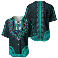 African Dashiki Baseball Jersey With Polynesian Pattern - Teal LT9 - Polynesian Pride