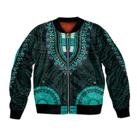 African Dashiki Bomber Jacket With Polynesian Pattern - Teal LT9 Unisex Teal - Polynesian Pride