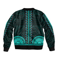 African Dashiki Bomber Jacket With Polynesian Pattern - Teal LT9 - Polynesian Pride