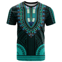African Dashiki T Shirt With Polynesian Pattern Teal LT9 Teal - Polynesian Pride