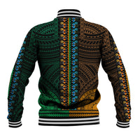 African Dashiki Baseball Jacket With Polynesian Pattern - Half Green and Gold LT9 - Polynesian Pride