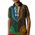 African Dashiki Kid Polo Shirt With Polynesian Pattern - Half Green and Gold LT9 Kid Green and Gold - Polynesian Pride
