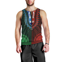 African Dashiki Men Tank Top With Polynesian Pattern - Half Green and Red LT9 - Polynesian Pride