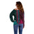 African Dashiki Off Shoulder Sweater With Polynesian Pattern - Half Teal and Pink LT9 - Polynesian Pride