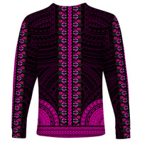 African Dashiki Long Sleeve Shirt With Polynesian Pattern - Pink LT9 - Polynesian Pride