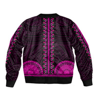 African Dashiki Sleeve Zip Bomber Jacket With Polynesian Pattern - Pink LT9 - Polynesian Pride