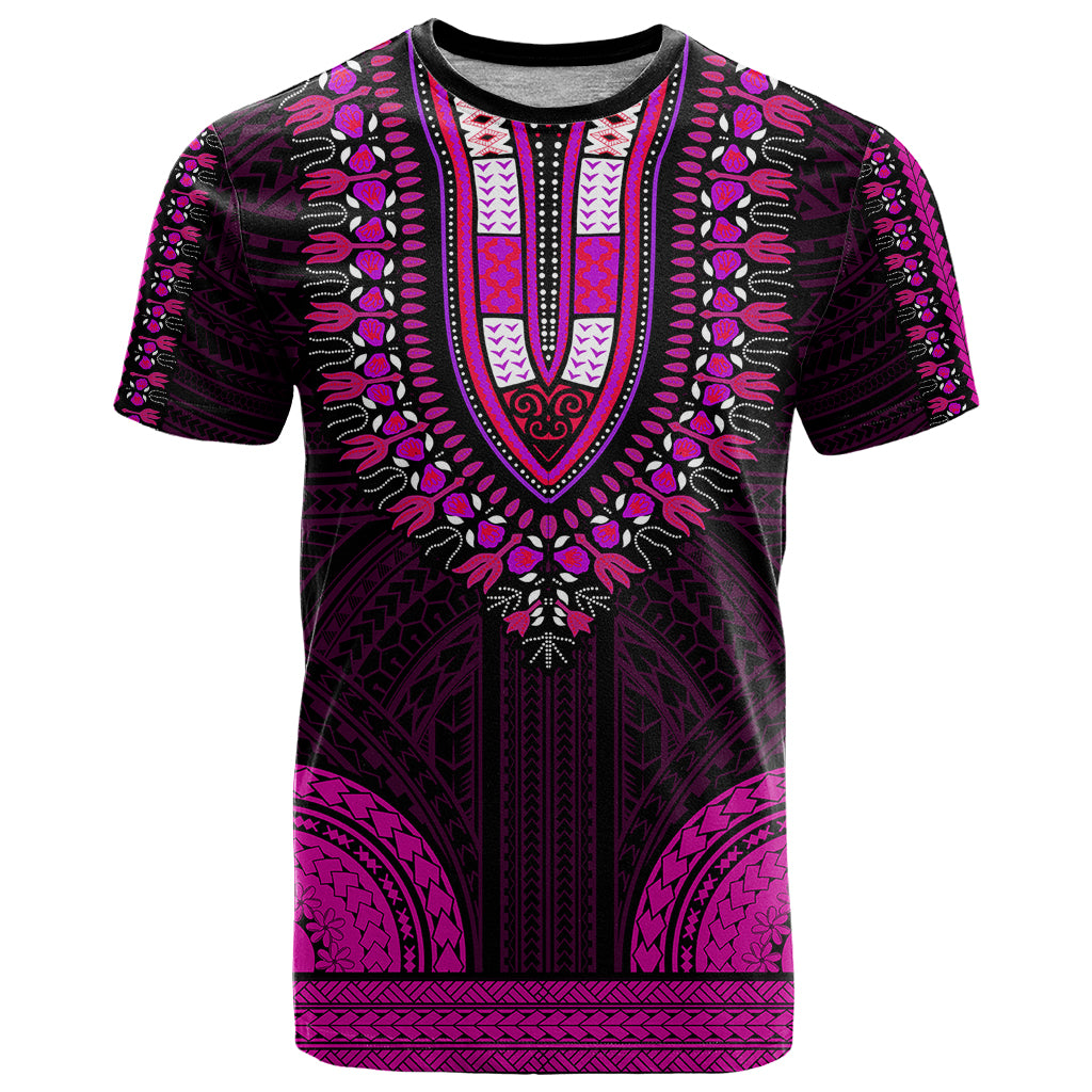 African Dashiki T Shirt With Polynesian Pattern Pink LT9 Pink - Polynesian Pride