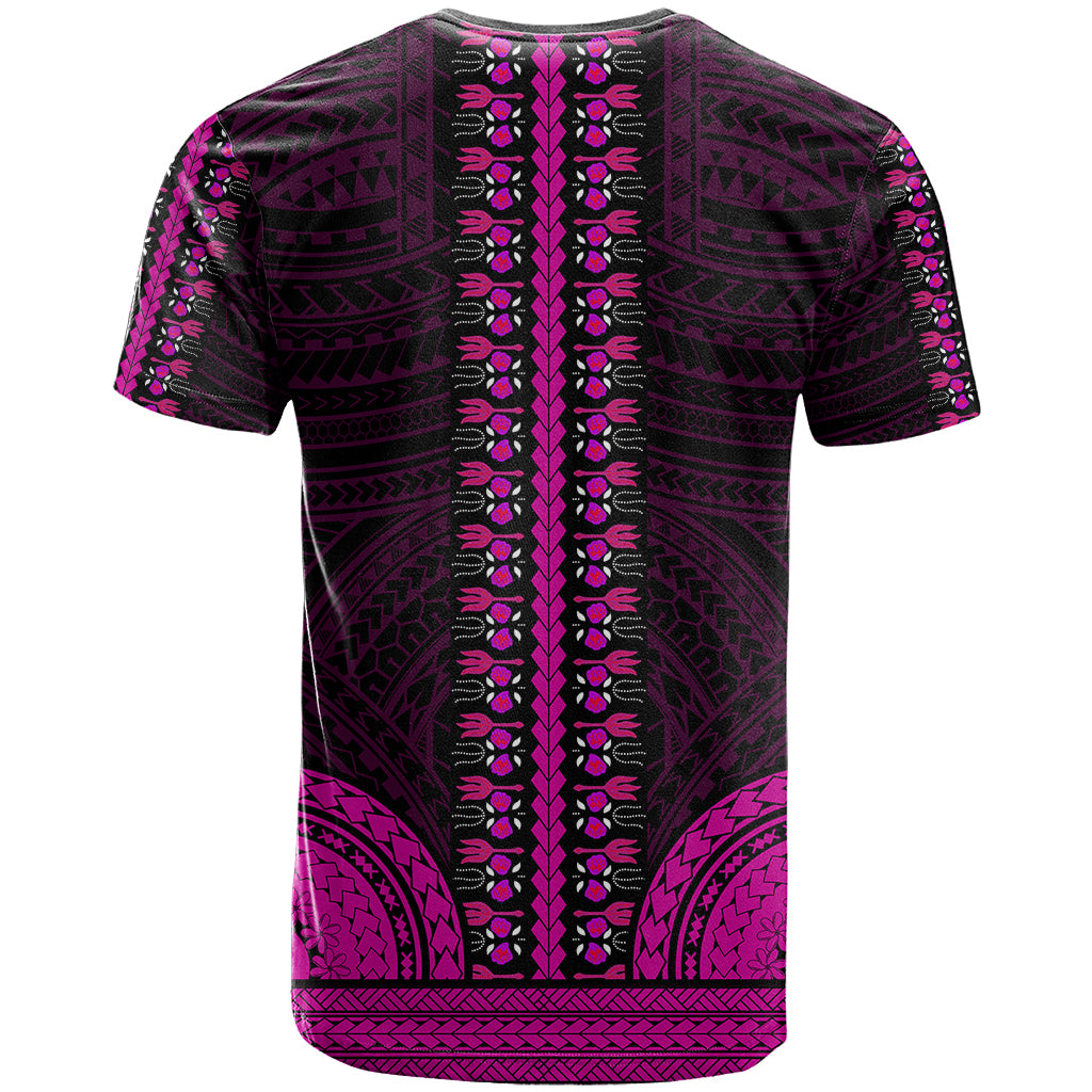African Dashiki T Shirt With Polynesian Pattern Pink LT9 - Polynesian Pride