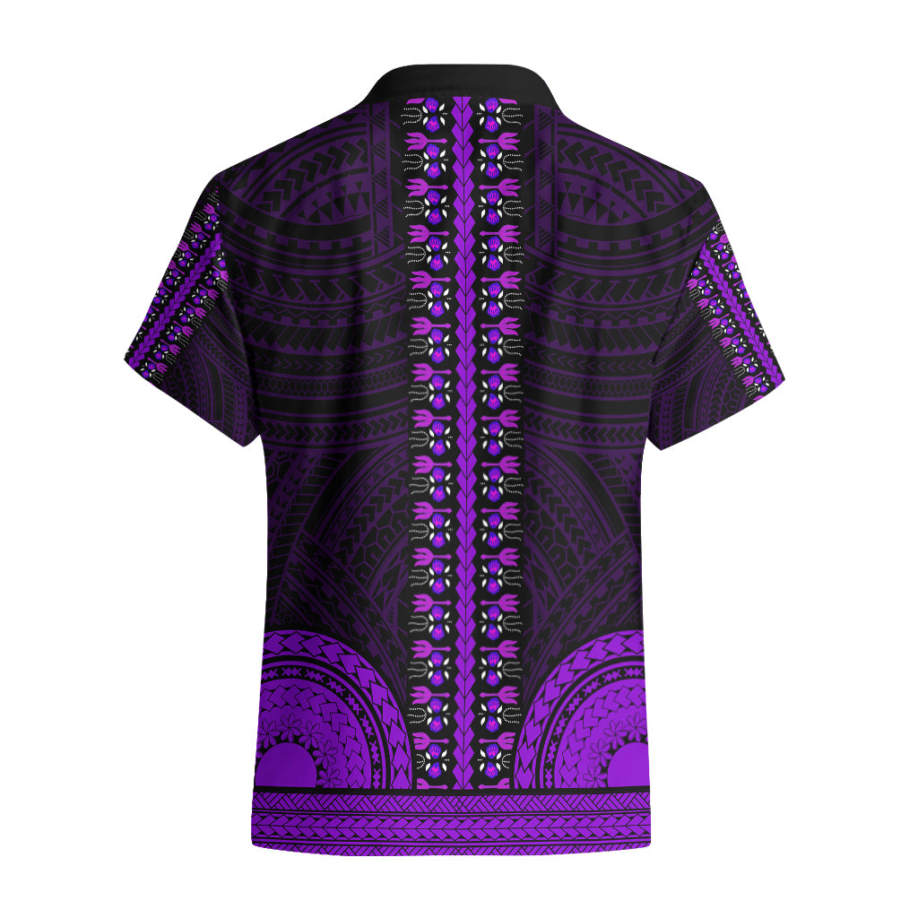 African Dashiki Hawaiian Shirt With Polynesian Pattern - Purple LT9 - Polynesian Pride
