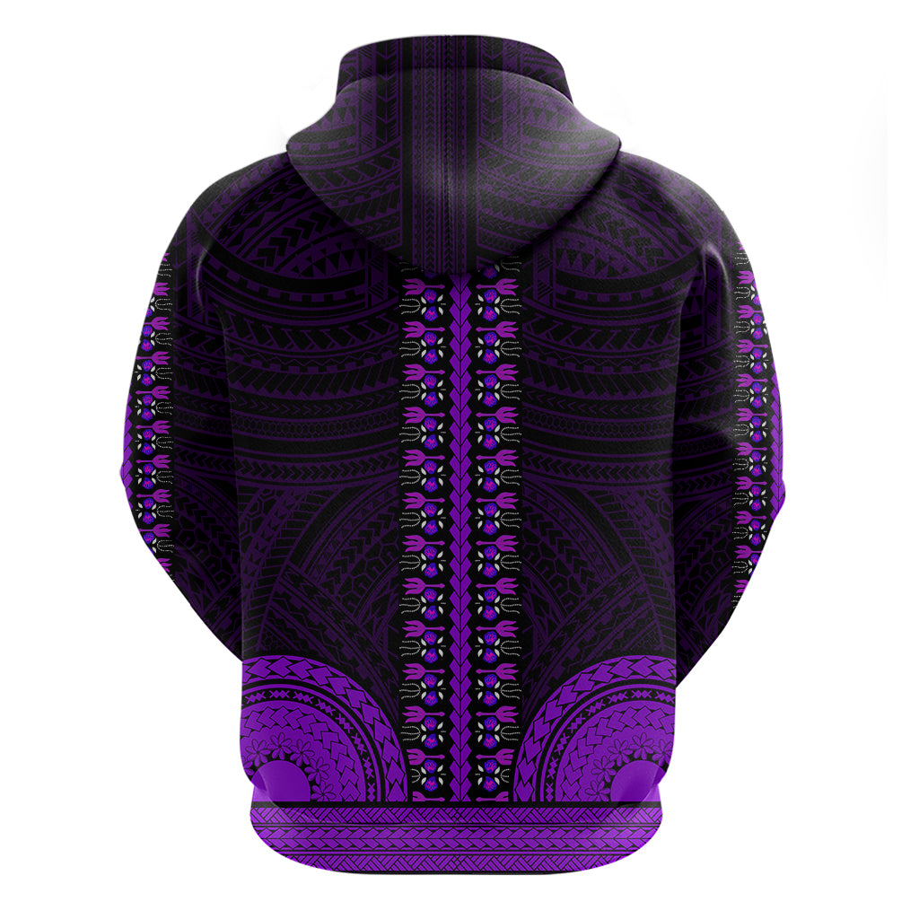 African Dashiki Hoodie With Polynesian Pattern Purple LT9 - Polynesian Pride