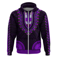 African Dashiki Hoodie With Polynesian Pattern Purple LT9 Zip Hoodie Purple - Polynesian Pride