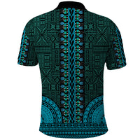 African Dashiki Polo Shirt With Tapa Pattern Teal LT9 - Polynesian Pride