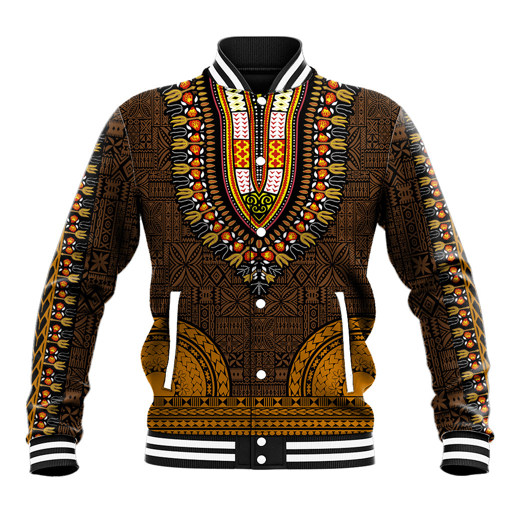 African Dashiki Baseball Jacket With Tapa Pattern - Gold LT9 Unisex Gold - Polynesian Pride